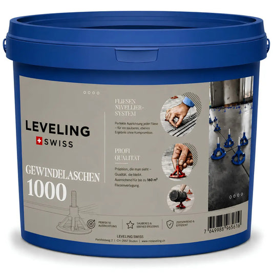 LEVELING SWISS Gewindelaschen 1000 Stück – Systemkomponente für eine präzise und lippagefreie Fliesenverlegung.