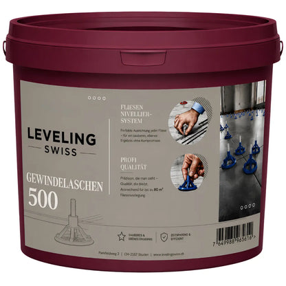 LEVELING SWISS Gewindelaschen 500 Stück – Systemkomponente für eine präzise und lippagefreie Fliesenverlegung.