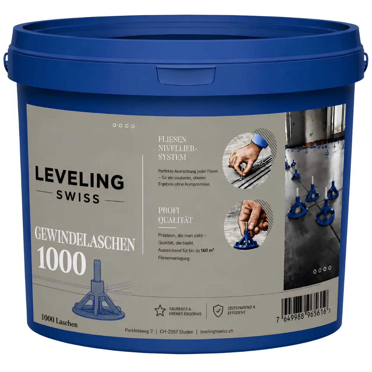 LEVELING SWISS Gewindelaschen 1000 Stück – Systemkomponente für eine präzise und lippagefreie Fliesenverlegung.