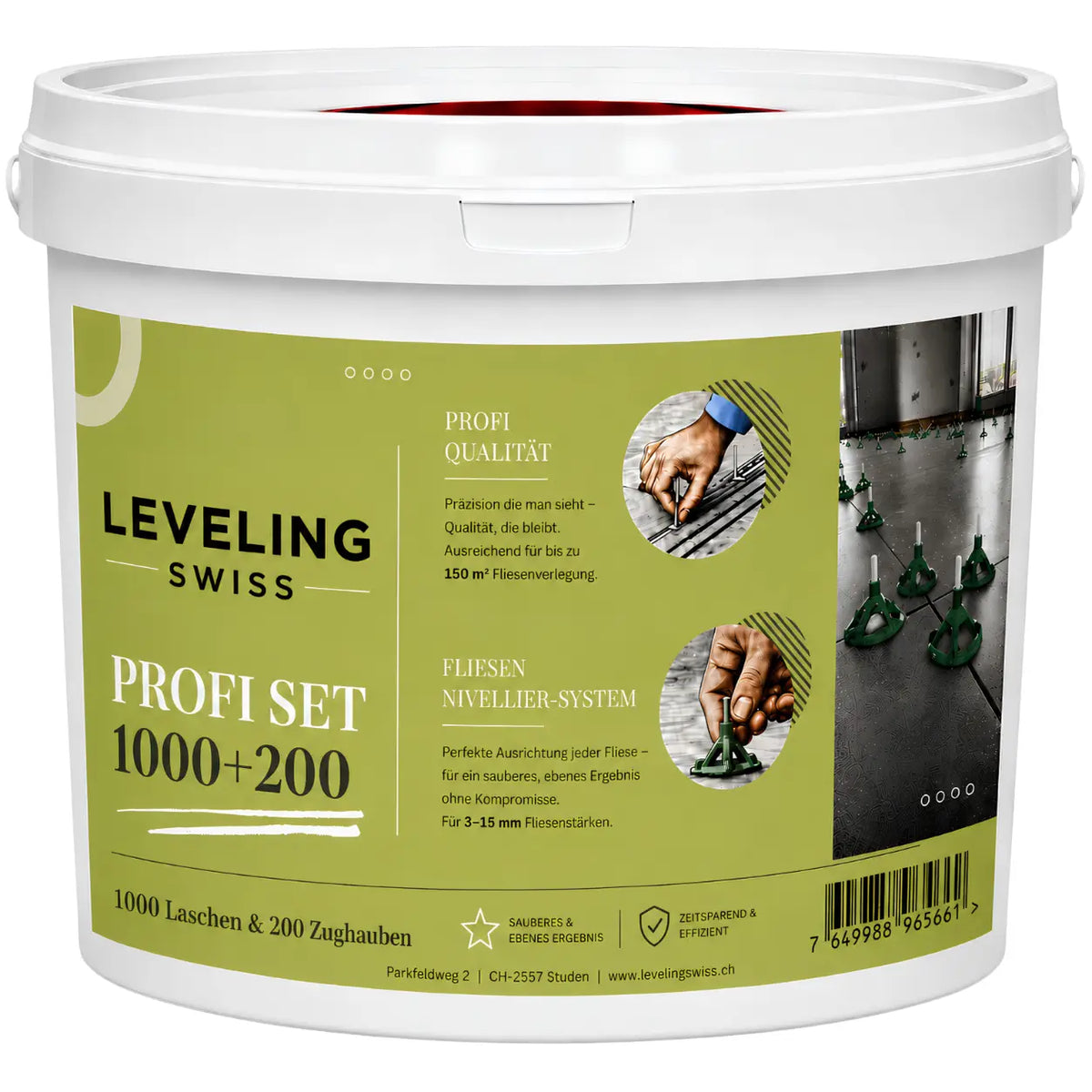 Leveling Swiss Profi Set Fliesen Nivelliersystem. 1200 Teile. 